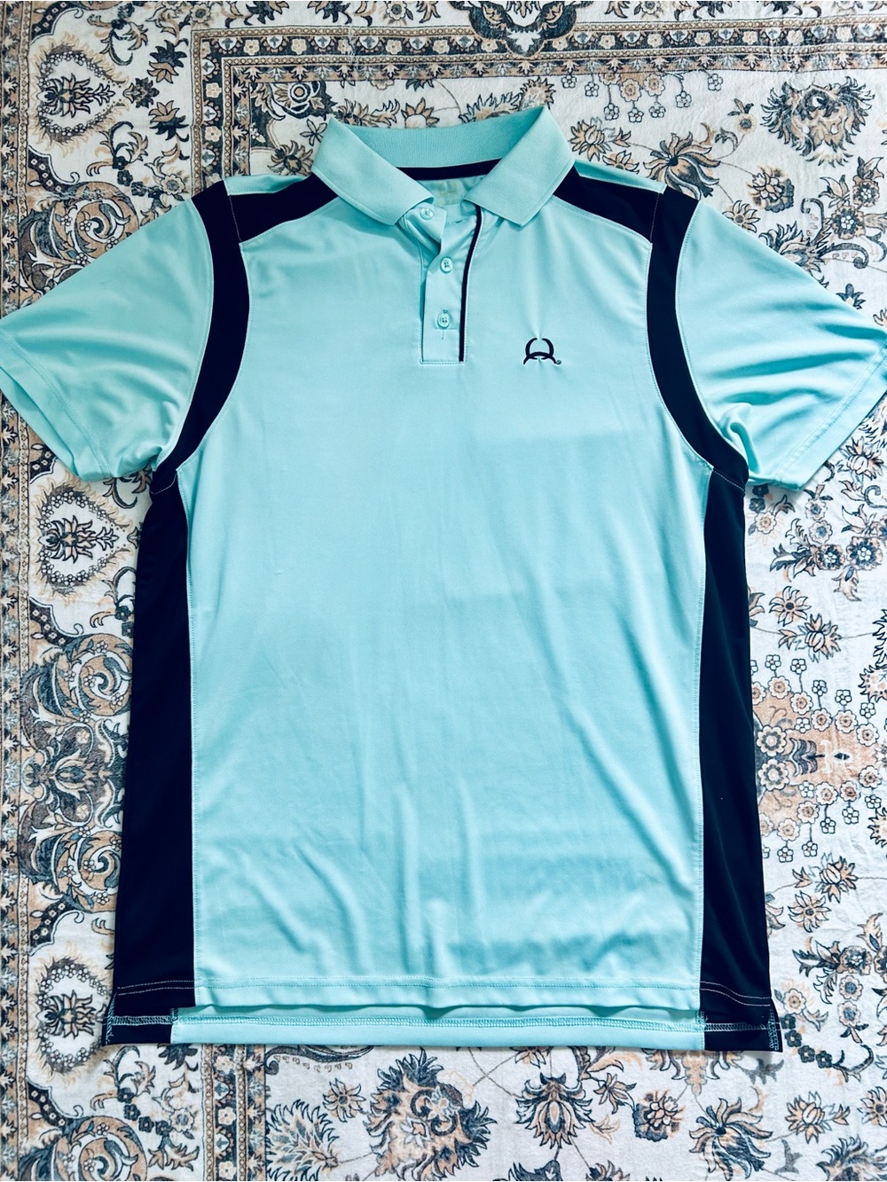 Cinch Light Teal and Black Performance Polo